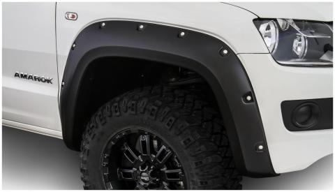 Black Pocket/Rivet Style Smooth Finish 4-Piece Fender Flare Set For 2017-2022 Volkswagen Amarok (Excludes Diesel) Fits 61.2 Inch Bed Bushwacker
