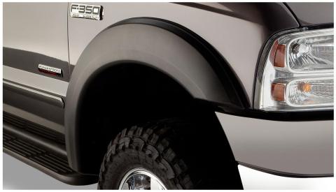 Black Extendafender Style Smooth Finish Front Fender Flares For 1999-2007 Ford F250 To F-550 Super Duty Bushwacker
