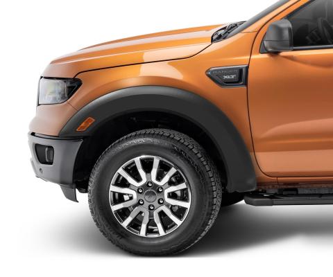 Black Extendafender Style Smooth Finish Front Fender Flares For 2019-2023 Ford Ranger Bushwacker