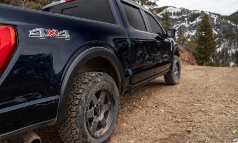 Black OE Style Smooth Finish Front Fender Flares For 2021-2026 Ford F150 Will Not Fit F150 Lightning Bushwacker