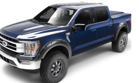 Black Pocket/Rivet Style Smooth Finish Rear Fender Flares For 2021-2026 F150 Will Not Fit F150 Lightning Bushwacker