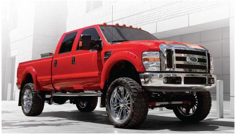 Black Pocket/Rivet Style Smooth Finish 4-Piece Fender Flare Set For 2008-2010 Ford F250/F350 Super Duty Bushwacker