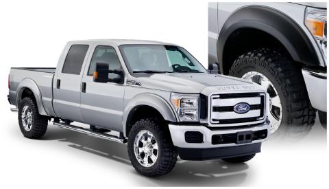 Black Extendafender Style Smooth Finish 4-Piece Fender Flare Set For 2011-2016 Ford F250/F350 Super Duty (Excludes Dually) Bushwacker