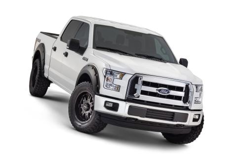 Black Pocket/Rivet Style Smooth Finish 4-Piece Fender Flare Set For 2015-2017 Ford F150 (Excludes Models W/Tech Package) Bushwacker