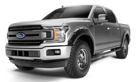 Black Pocket/Rivet Style Smooth Finish 4-Piece Fender Flare Set For 2018-2020 Ford F150 Bushwacker