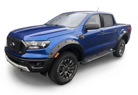 Black Pocket/Rivet Style Smooth Finish 4-Piece Fender Flare Set For 2019-2023 Ford Ranger 72.7 Bed Bushwacker