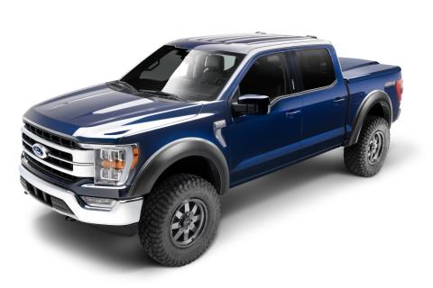 Black Extendafender Style Smooth Finish 4-Piece Fender Flare Set For 2021-2026 Ford F150 Will Not F150 Lightning Bushwacker