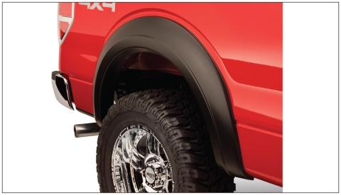 Black Extendafender Style Smooth Finish Rear Fender Flares For 1994-2014 Ford E-150, E-250/E-350 Super Duty Bushwacker