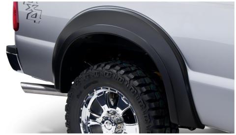 Black Extendafender Style Smooth Finish Rear Fender Flares For 1992-2014 Ford E-150, E-250 To E-550 Super Duty Bushwacker