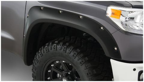 Black Pocket/Rivet Style Smooth Finish Front Fender Flares For 2014-2021 Toyota Tundra Bushwacker