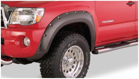 Black Pocket/Rivet Style Smooth Finish Front Fender Flares For 2005-2011 Toyota Tacoma Bushwacker