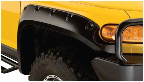 Black Pocket/Rivet Style Smooth Finish Front Fender Flares For 2007-2014 Toyota Fj Cruiser Bushwacker