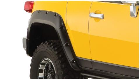 Black Pocket/Rivet Style Smooth Finish Rear Fender Flares For 2007-2014 Toyota Fj Cruiser Bushwacker
