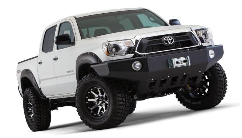 Black Pocket/Rivet Style Smooth Finish 4-Piece Fender Flare Set For 2012-2015 Toyota Tacoma W/60.3 Inch Bed Bushwacker