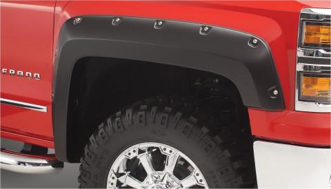 Black Pocket/Rivet Style Smooth Finish Front Fender Flares For 2007-2013 Silverado 1500 2007-2014 Silverado 2500 Hd/3500 Hd Bushwacker
