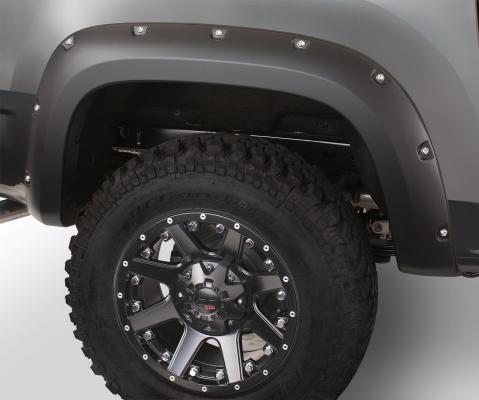 Black Pocket/Rivet Style Smooth Finish Rear Fender Flares For 19-26 GMC Sierra 1500 Bushwacker
