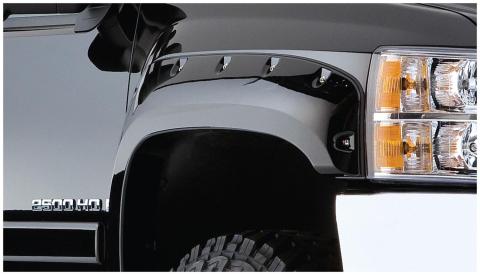 Black Cutout Style Smooth Finish Front Fender Flares For 2007-2013 Sierra 1500 2007-2014 Sierra 2500 Hd Bushwacker