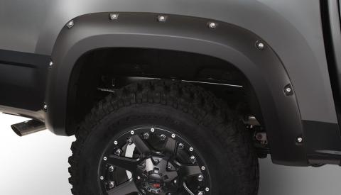 Black Pocket/Rivet Style Smooth Finish Rear Fender Flares For 2015-2022 Chevrolet Colorado W/61.7 Inch Bed Bushwacker