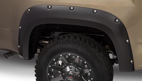 Black Pocket/Rivet Style Smooth Finish Rear Fender Flares For 2015-2020 GMC Canyon W/61.2 Inch Bed Bushwacker