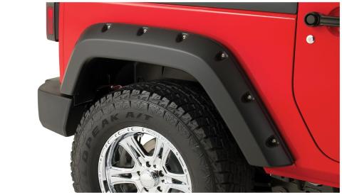 Black Pocket/Rivet Style Smooth Finish Rear Fender Flares For 2015-2020 GMC Canyon W/74 Inch Bed Bushwacker