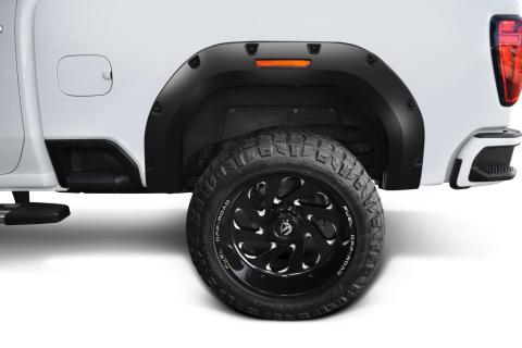 Black Pocket/Rivet Style Smooth Finish Rear Fender Flares For 2020-2026 GMC Sierra 2500/3500 Bushwacker