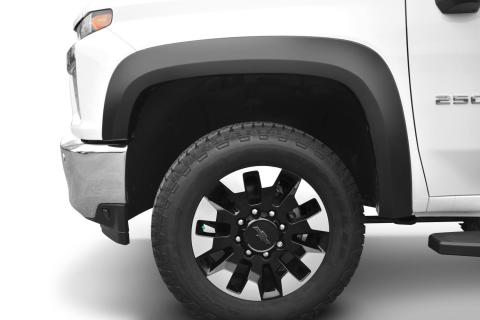 Black Extendafender Style Smooth Finish Front Fender Flares For 2020-2026 Chevrolet Silverado 2500/3500 Bushwacker