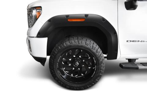 Black Pocket/Rivet Style Smooth Finish Front Fender Flares For 2019-2026 Chevrolet Silverado 1500 2022 Chevrolet Silverado 1500 Ltd Bushwacker