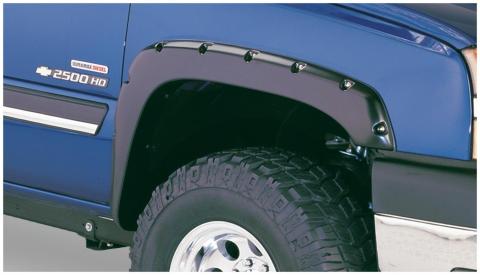 Black Pocket/Rivet Style Smooth Finish 4-Piece Fender Flare Set For 2003-2006 Silverado 1500, 1500 Hd, 2500 Hd, 3500 2007 Silverado Classic Models Excludes Dually Bushwacker