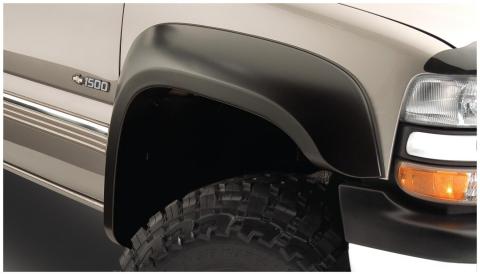 Black Extendafender Style Smooth Finish 4-Piece Fender Flare Set For 2007-2013 Chevrolet Silverado 1500 Fits 69.3 Inch Bed Bushwacker