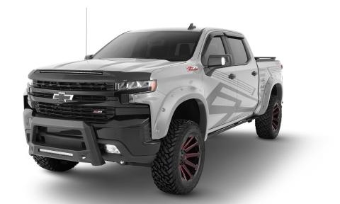Pocket/Rivet Style Color Matched Silver Ice Metallic 4-Piece Fender Flare Set For 20-21 Chevrolet Silverado 1500 2022 Chevrolet Silverado 1500 Ltd Bushwacker