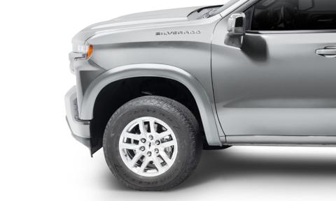 Oe Style Color Matched Silver Ice Metallic 4-Piece Fender Flare Set For 20-21 Chevrolet Silverado 1500 2022 Chevrolet Silverado 1500 Ltd Bushwacker