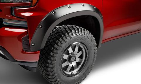 Black Pocket/Rivet Style Smooth Finish 4-Piece Fender Flare Set For 19-26 Chevrolet Silverado 1500 2022 Chevrolet Silverado 1500 Ltd Bushwacker
