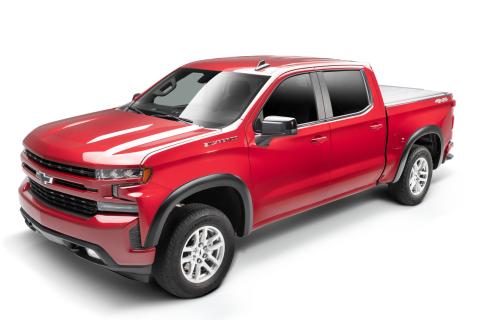 Black OE Style Smooth Finish 4-Piece Fender Flare Set For 2019-2026 Chevrolet Silverado 1500, 2022 Chevrolet Silverado 1500 Ltd Bushwacker