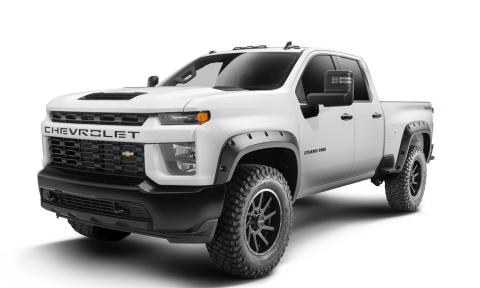 Black Forge Pocket/Rivet Textured Finish 4-Pc Fender Flare Set For 20-26 Chevrolet Silverado 2500/3500 Bushwacker