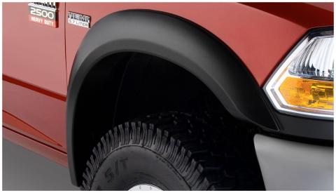 Black Extendafender Style Smooth Finish Front Fender Flares For 2010-2018 Dodge Ram 2500, 3500 (Excludes R/T) Bushwacker