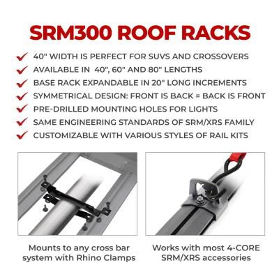 SRM300 80 Inch Long Flat Platform Rack With Trail Rail Kit Textured Black Go Rhino