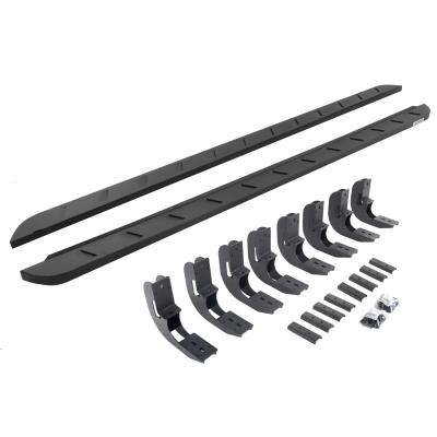 RB10 Slim Line Running Boards With Mounting Brackets Curved Textured Black 2019-2026 Sierra 1500 2020-2026 Sierra 2500/3500 HD Extended Cab Go Rhino