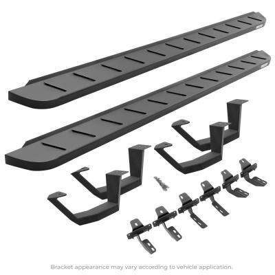 RB10 Running Boards With Mounting Brackets & 2 Pairs of Drop Steps Kit Textured Black 2006-2026 Nissan Frontier Go Rhino