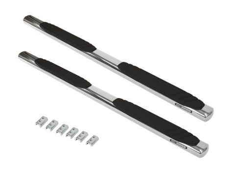 4 Inch OE Xtreme SideSteps With Mounting Bracket Kit Polished Stainless Steel 2007-2013 Silverado/Sierra 1500/2500 HD Go Rhino