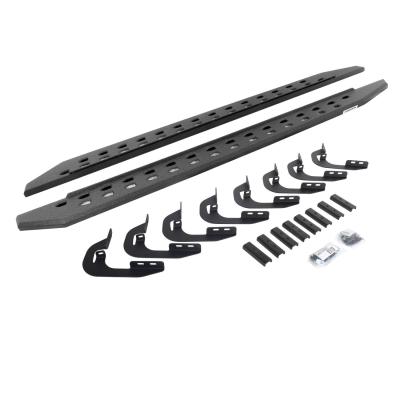 RB20 Slim Line Running Boards With Mounting Brackets Protective Bedliner Coating 2015-2018 Silverado/Sierra 2500 HD/3500 HD Extended Cab Gas Go Rhino