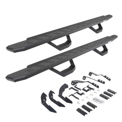 RB30 Running Boards with Mounting Brackets & 2 Pairs of Drops Steps Kit Protective Bedliner Coating 2015-2018 Silverado/Sierra 2500 HD/3500 HD Go Rhino