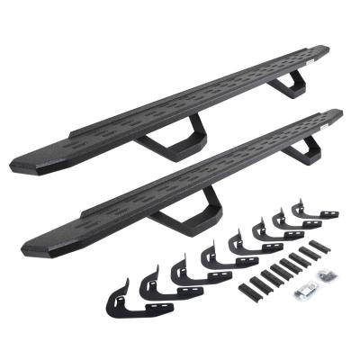 RB30 Running Boards with Mounting Brackets & 2 Pairs of Drops Steps Kit Protective Bedliner Coating 2014-2018 Silverado/Sierra 1500/2500 HD Go Rhino