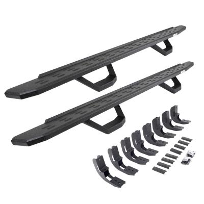 RB30 Running Boards with Mounting Brackets & 2 Pairs of Drops Steps Kit Protective Bedliner Coating 2019-2026 Silverado/Sierra 1500/2500 HD Go Rhino