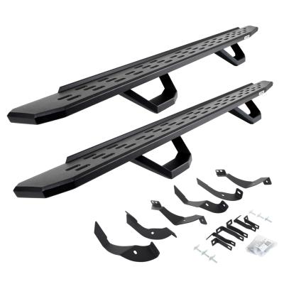RB30 Running Boards with Mounting Brackets & 2 Pairs of Drops Steps Kit Textured Black 2015-2019 Silverado/Sierra 2500 HD Go Rhino