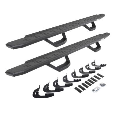 RB30 Running Boards with Mounting Brackets & 2 Pairs of Drops Steps Kit Protective Bedliner Coating 2014-2018 Silverado/Sierra 1500 2015-2018 Silverado/Sierra 2500 HD/3500 HD Go Rhino