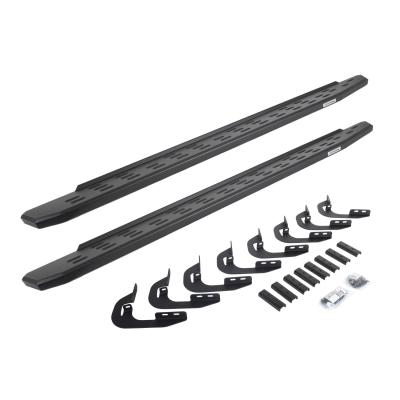 RB30 Running Boards with Mounting Bracket Kit Textured Black 2014-2018 Silverado/Sierra 1500 2015-2018 Silverado/Sierra 2500 HD/3500 HD Go Rhino