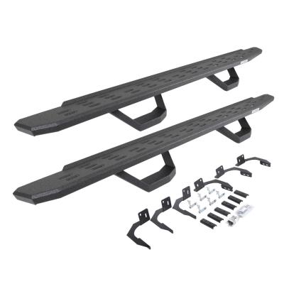 RB30 Running Boards with Mounting Brackets & 2 Pairs of Drops Steps Kit Protective Bedliner Coating 2009-2014 Dodge Ram 1500 Go Rhino
