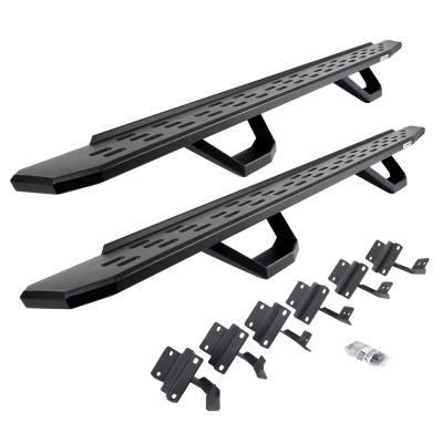 RB30 Running Boards with Mounting Brackets & 2 Pairs of Drops Steps Kit Textured Black 2004-2014 Ford F-150 Go Rhino