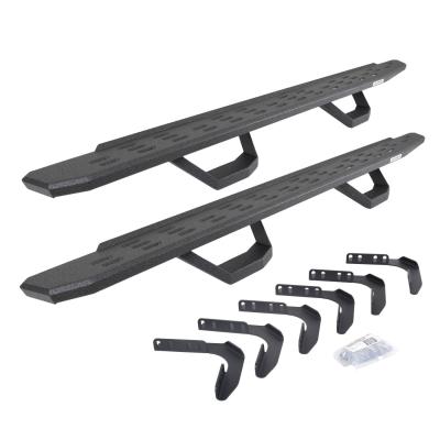 RB30 Running Boards with Mounting Brackets & 2 Pairs of Drop Steps Kit Portective Bedliner Coating 1999-2016 Ford F-250/F-350 Go Rhino