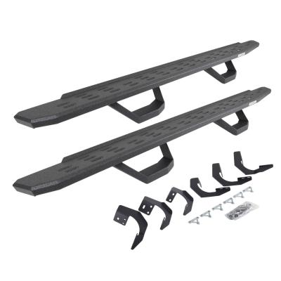 RB30 Running Boards with Mounting Brackets & 2 Pairs of Drops Steps Kit Protective Bedliner Coating 2015-2018 Ram 1500 Extended Cab Go Rhino